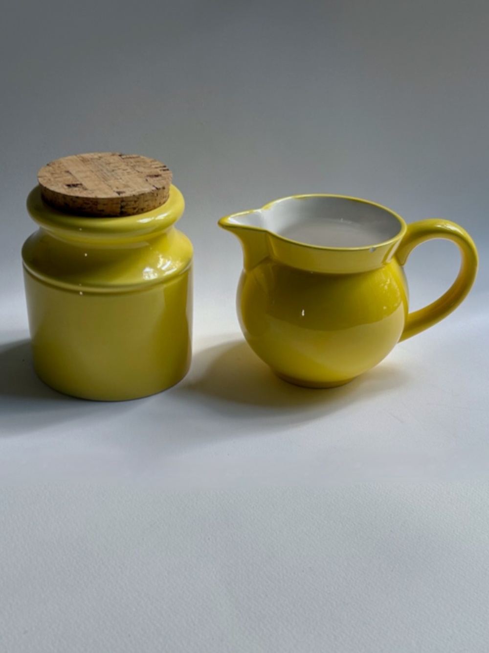 Savoir Vivre Yellow Ceramic Sugar & Creamer Set, 1980's